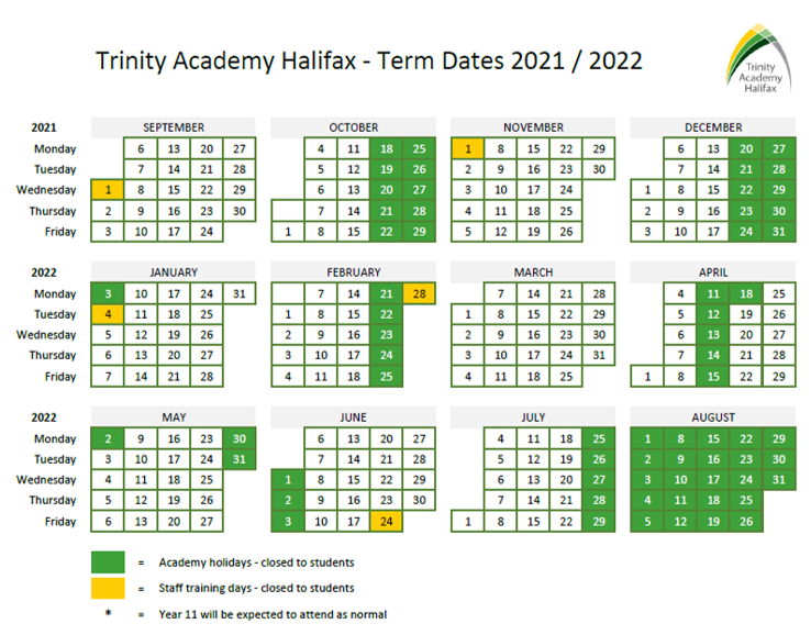 Term Dates Trinity Academy Halifax